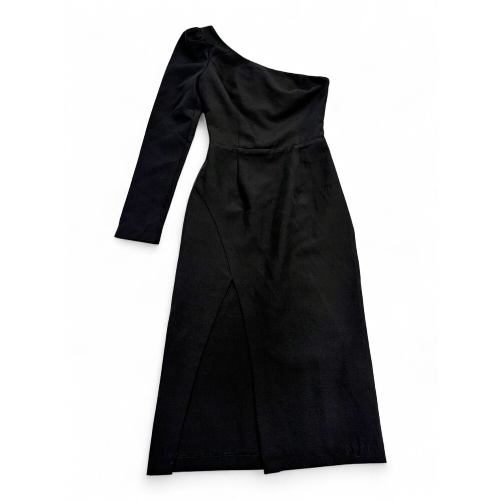 Lichi One-Shoulder Asymmetrical Black Midi Dress XS‎